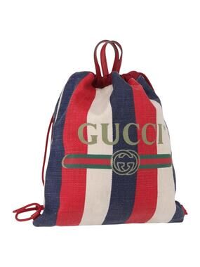 Gucci Backpack Canvas Blue Red Auth #348661G54B
